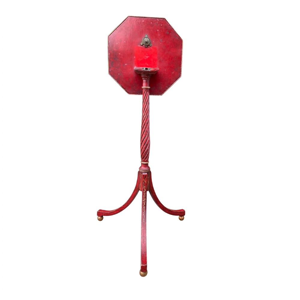 19th Century Chinoiserie Red Lacquer Wine Table / Candle Stand View V
