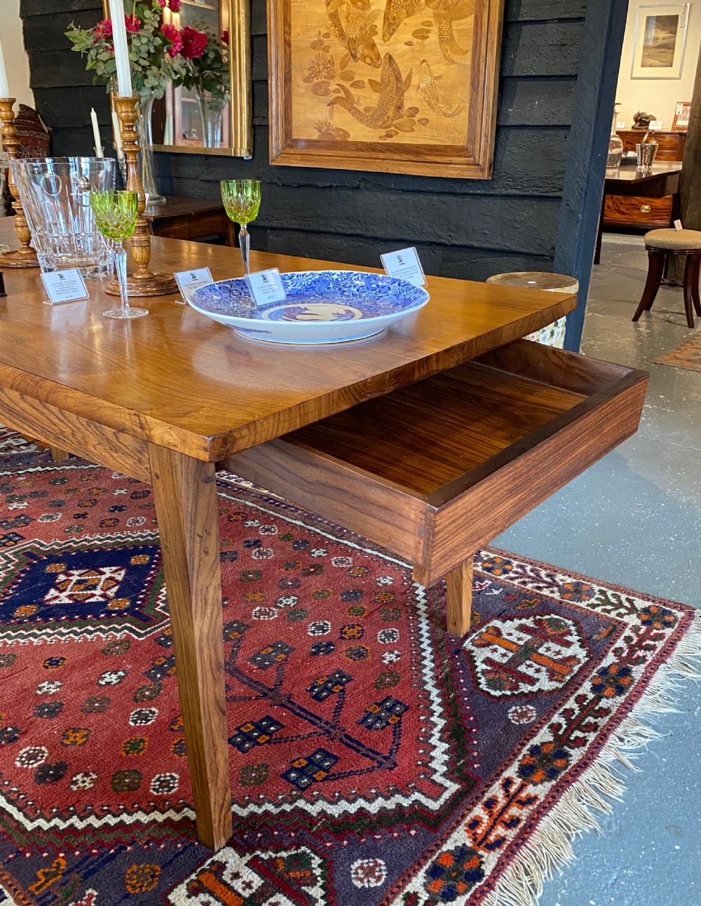 Rare Anglo Indian Solid Rosewood Dining Table Made With Only Four Planks Of Wood c. 1920 View IV