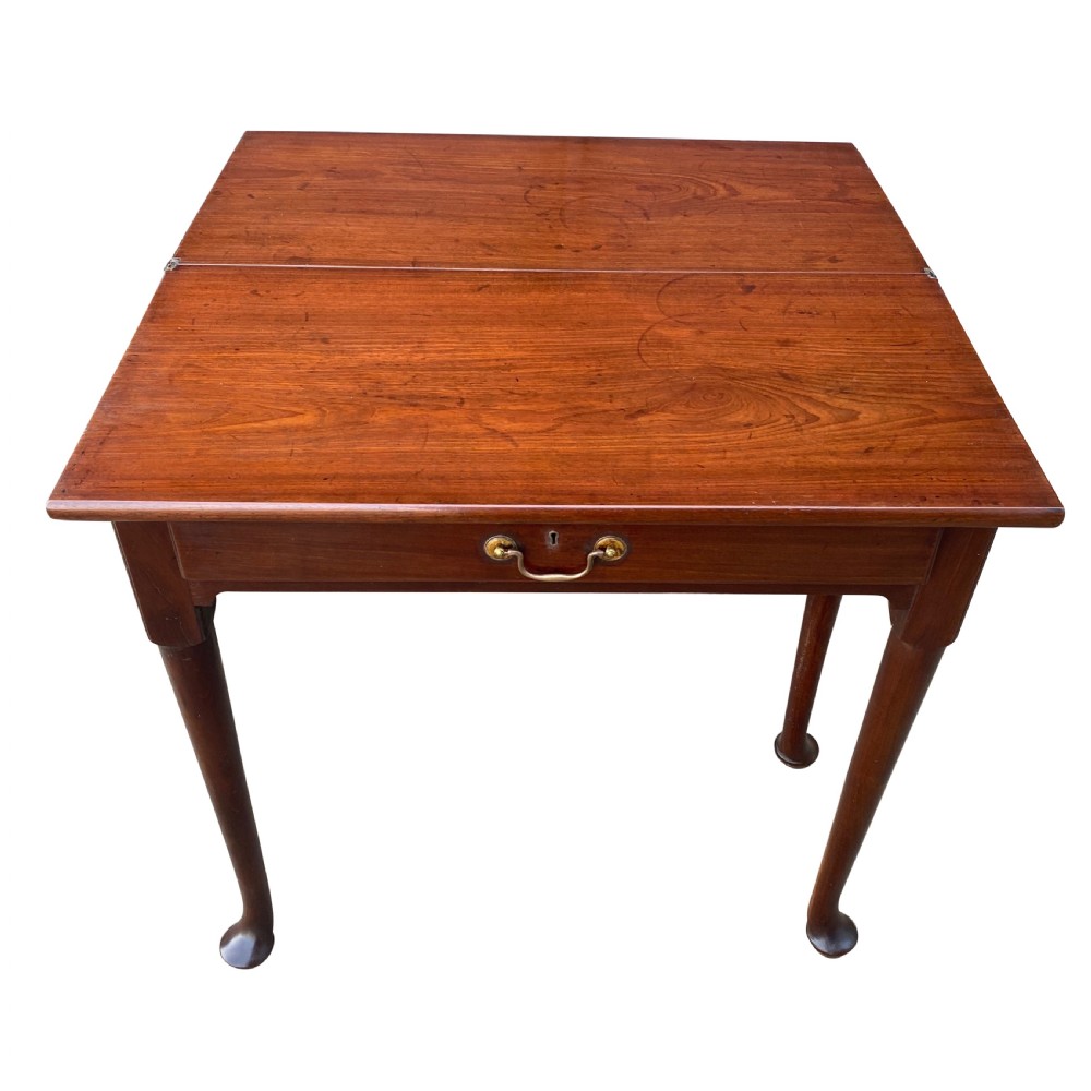 George II Solid Mahogany Side / Tea Table Of Narrow Proportions With Single Drawer & Swan Neck Handle c. 1750 View III