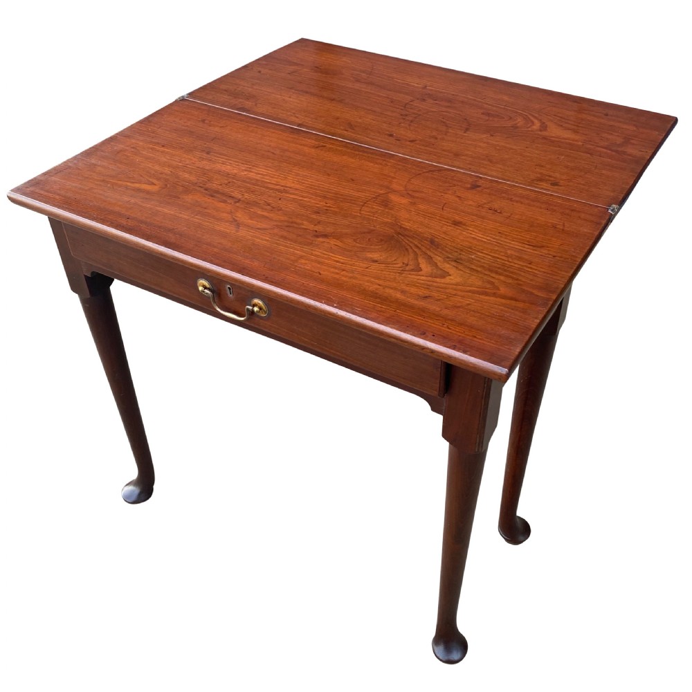 George II Solid Mahogany Side / Tea Table Of Narrow Proportions With Single Drawer & Swan Neck Handle c. 1750 View IV