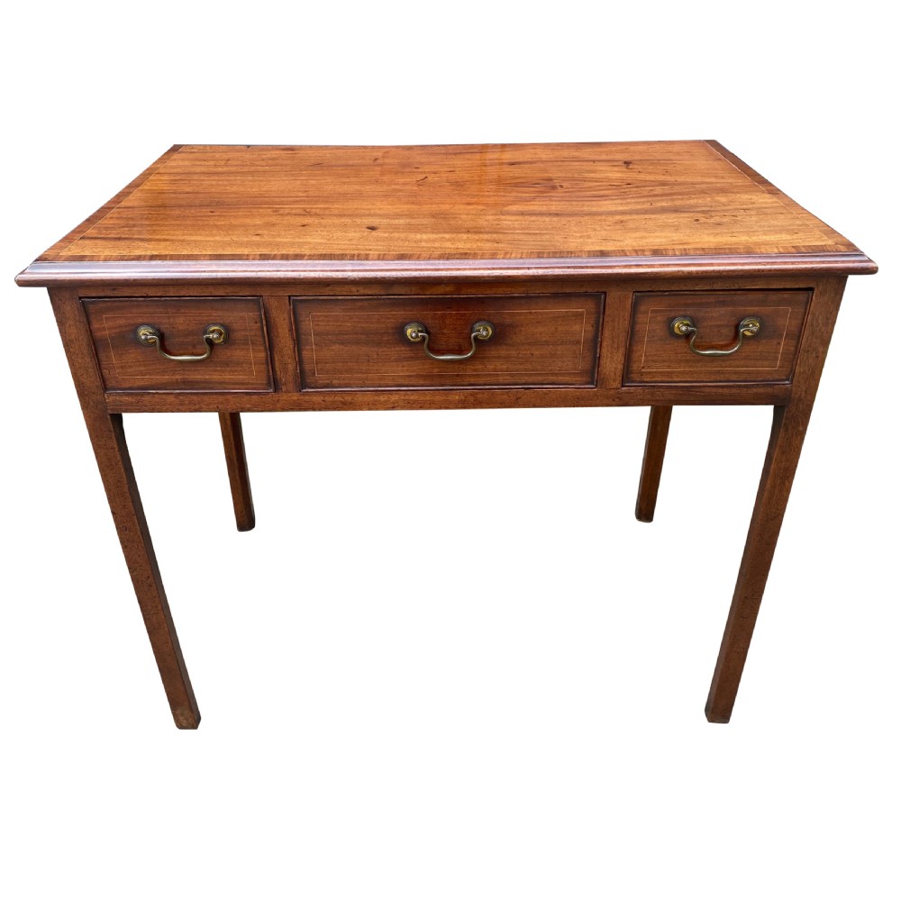 Georgian Chippendale Period Three Drawer Mahogany Side Table Or Writing Table