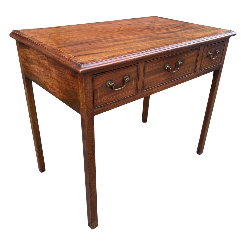 Georgian Chippendale Period Three Drawer Mahogany Side Table Or Writing Table View II