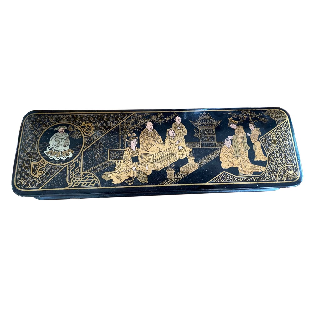 Antique Japanese Beautifully Lacquered Box With Hinged Lid c. 1900
