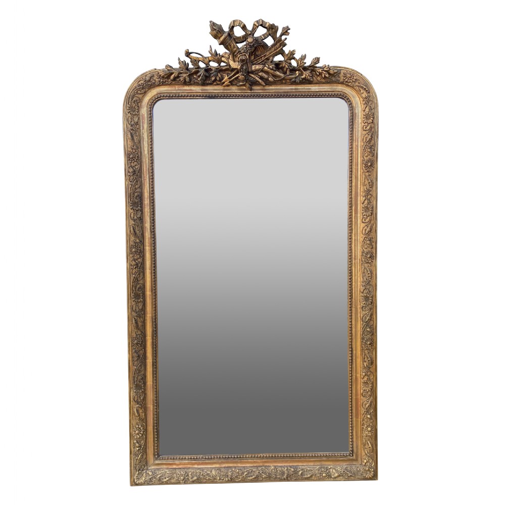 Large 19th Century French Decorative Gilt Mirror c. 1870