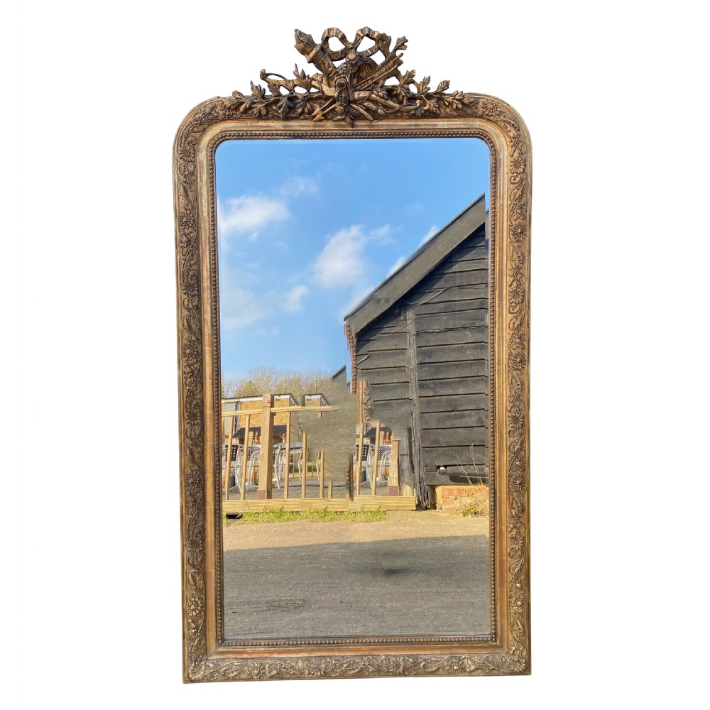 Large 19th Century French Decorative Gilt Mirror c. 1870 View II