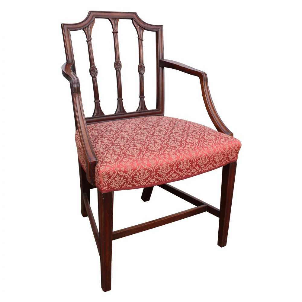 George III Sheraton Mahogany Carver Armchair c. 1800