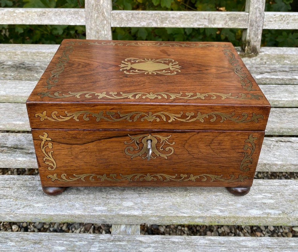 Regency Period Rosewood Brass Inlaid Jewellery Box c. 1820 View II