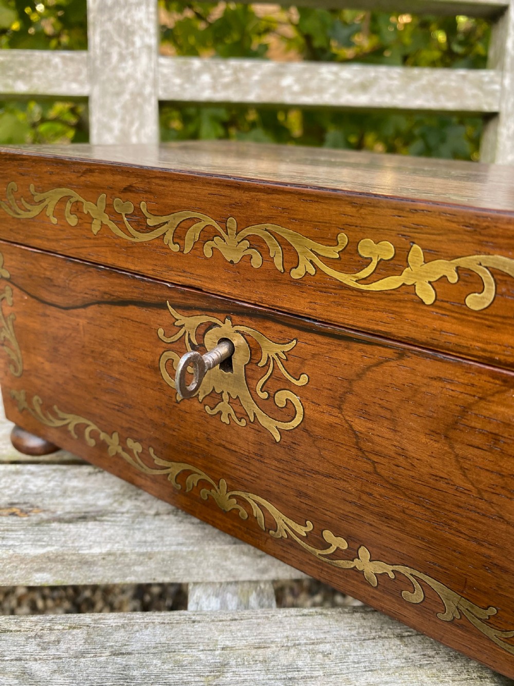 Regency Period Rosewood Brass Inlaid Jewellery Box c. 1820 View IV