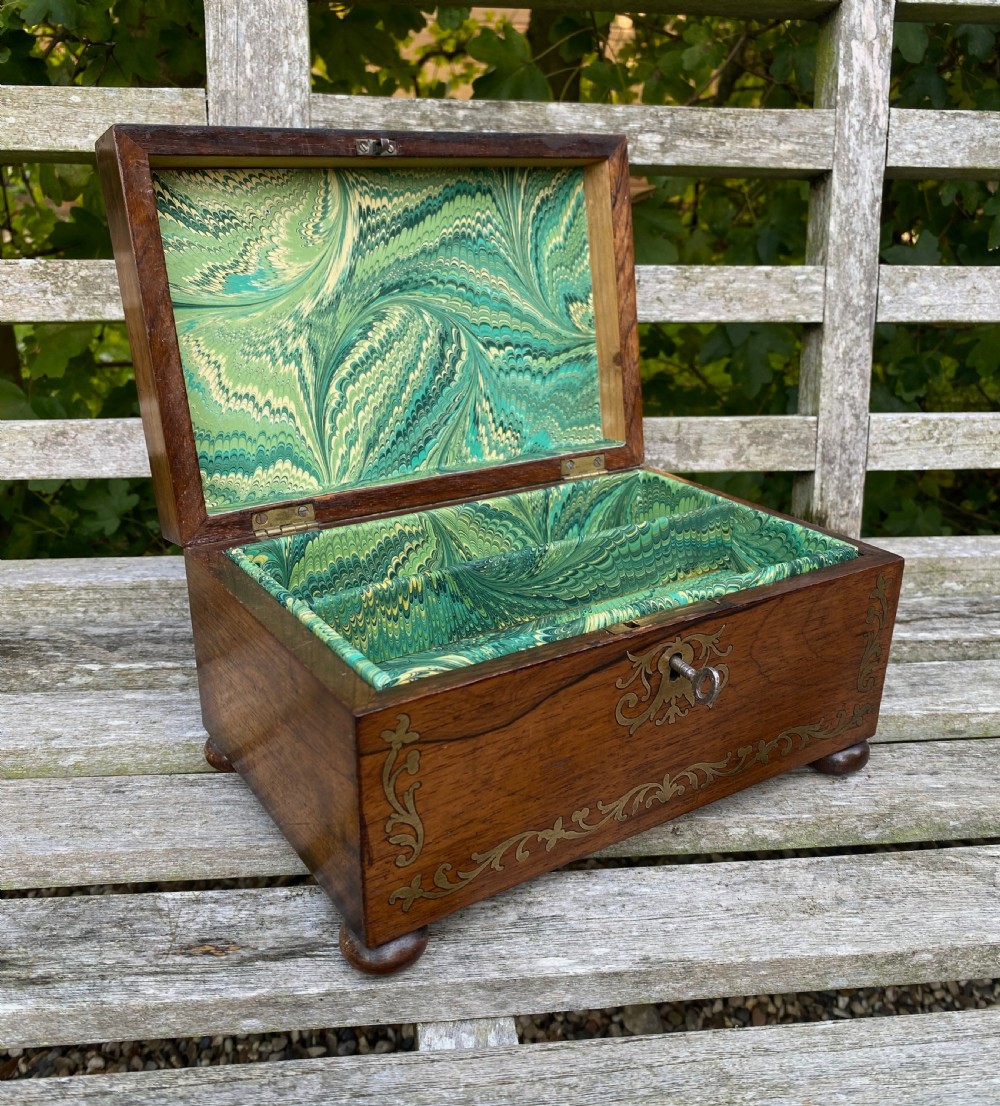 Regency Period Rosewood Brass Inlaid Jewellery Box c. 1820 View VI