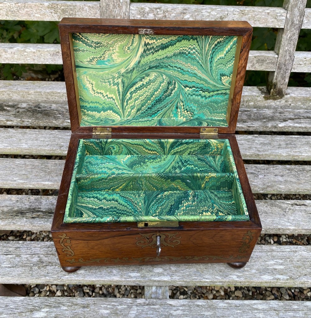 Regency Period Rosewood Brass Inlaid Jewellery Box c. 1820 View VII