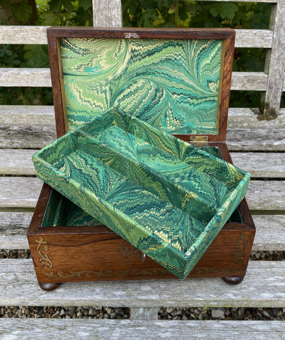 Regency Period Rosewood Brass Inlaid Jewellery Box c. 1820 View VIII