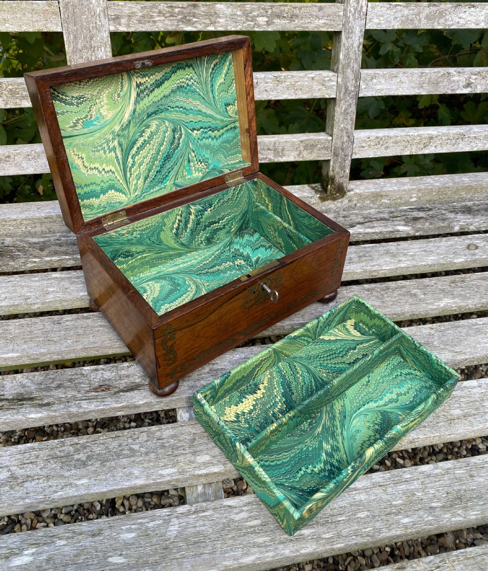 Regency Period Rosewood Brass Inlaid Jewellery Box c. 1820 View IX