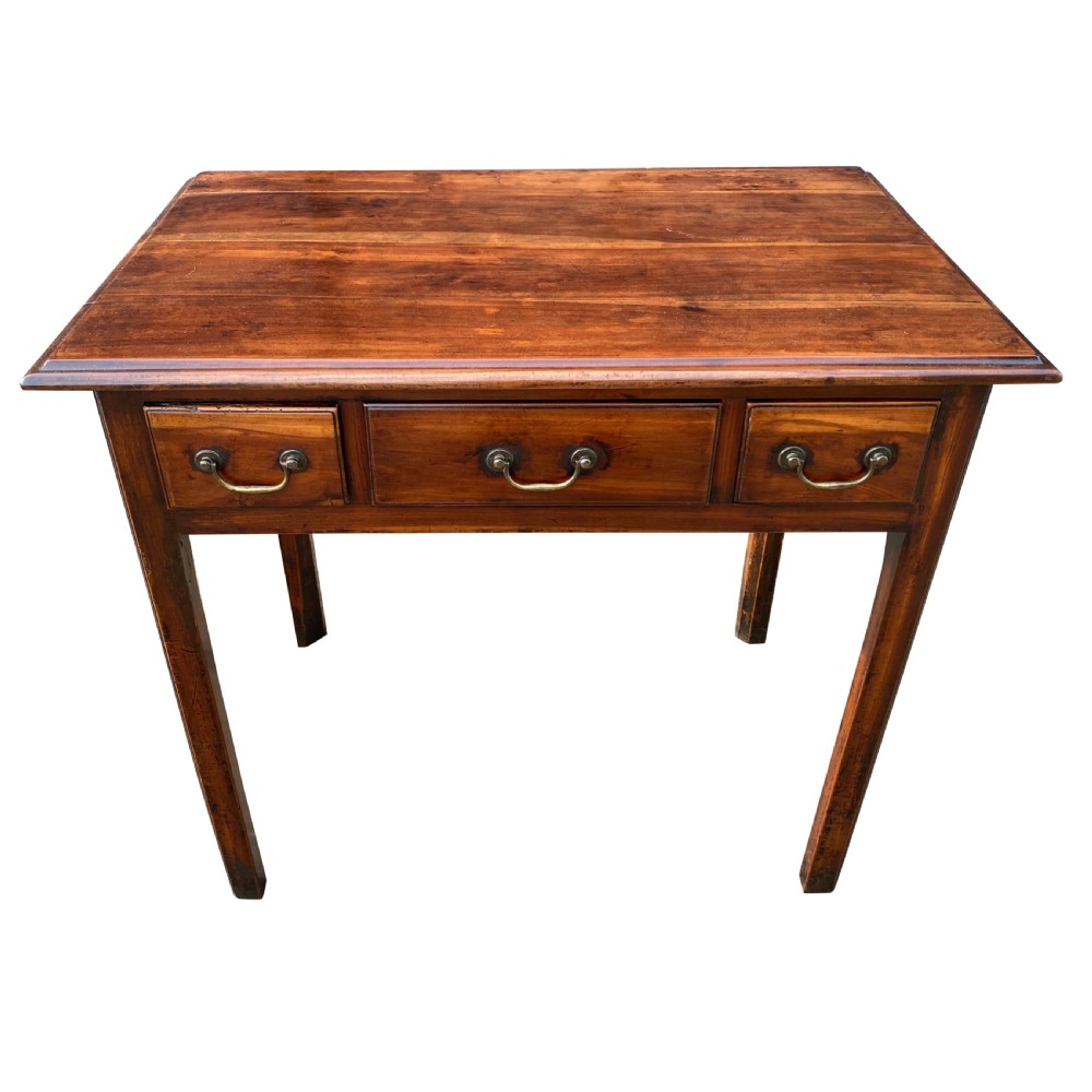 Rare George II / Georgian Three Drawer Solid Plum Wood Side Table / Lowboy c. 1740