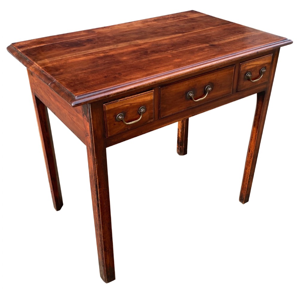 Rare George II / Georgian Three Drawer Solid Plum Wood Side Table / Lowboy c. 1740 View IV