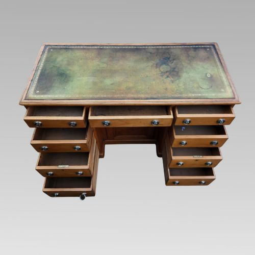 FABULOUS ANTIQUE VICTORIAN PINE PEDESTAL OFFICE PARTNERS WRITING DESK - ADDITIONAL PHOTO 5