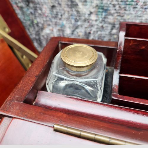 METAMORPHIC ANTIQUE EDWARDIAN FOLD OVER LIFT ACTION LADIES WRITING TABLE DESK - ADDITIONAL PHOTO 5