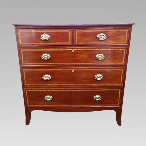STUNNING ANTIQUE VICTORIAN MAHOGANY SATINWOOD CROSSBANDED CHEST OF DRAWERS - ADDITIONAL PHOTO 4