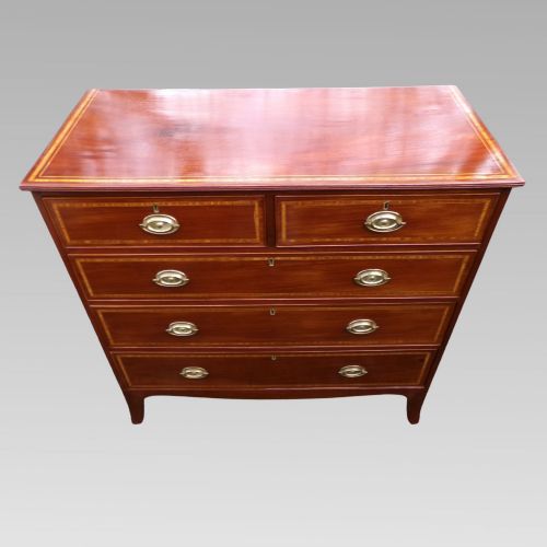 STUNNING ANTIQUE VICTORIAN MAHOGANY SATINWOOD CROSSBANDED CHEST OF DRAWERS - ADDITIONAL PHOTO 3
