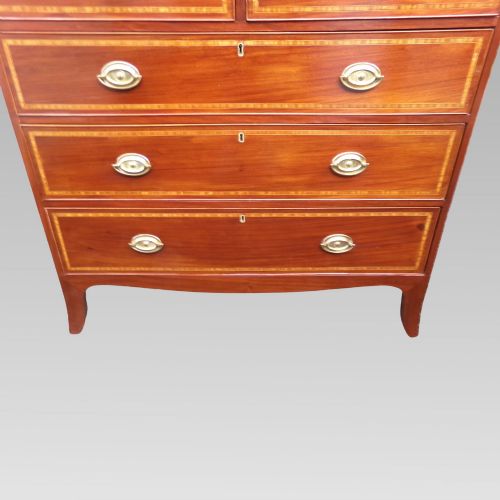 STUNNING ANTIQUE VICTORIAN MAHOGANY SATINWOOD CROSSBANDED CHEST OF DRAWERS - ADDITIONAL PHOTO 7