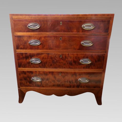 STUNNING ANTIQUE MAHOGANY SATINWOOD LINE INLAID CHEST OF DRAWERS - ADDITIONAL PHOTO 1