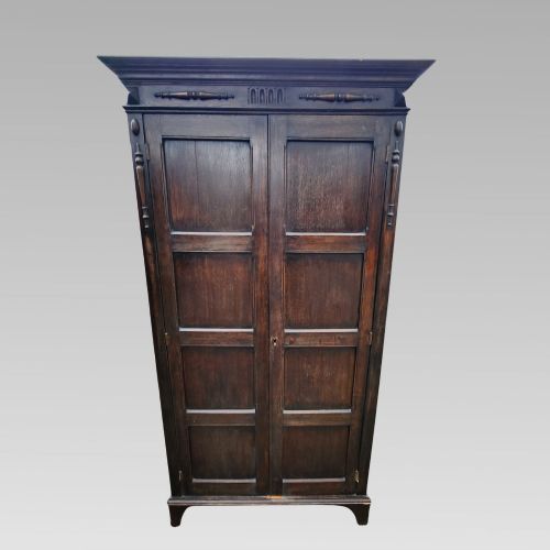 English Country House Antique Edwardian Oak Wardrobe, Housekeepers Cupboard
