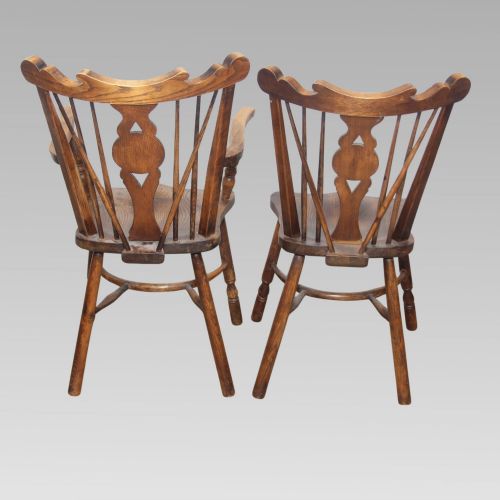 CHARMING UNUSUAL PAIR OF ANTIQUE ELM THAMES VALLEY STICK BACK WINDSOR CHAIRS - ADDITIONAL PHOTO 2