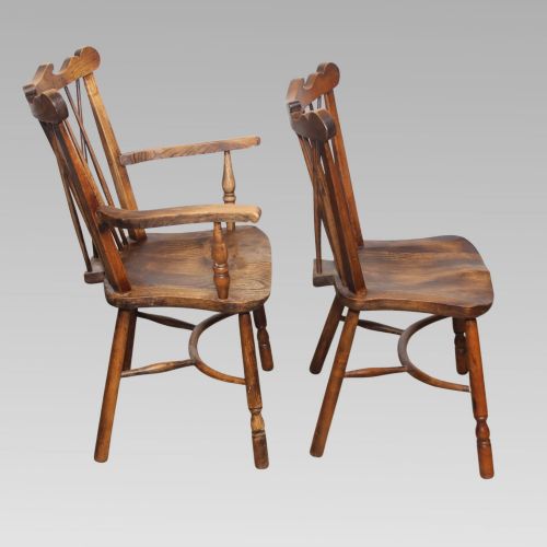 CHARMING UNUSUAL PAIR OF ANTIQUE ELM THAMES VALLEY STICK BACK WINDSOR CHAIRS - ADDITIONAL PHOTO 4