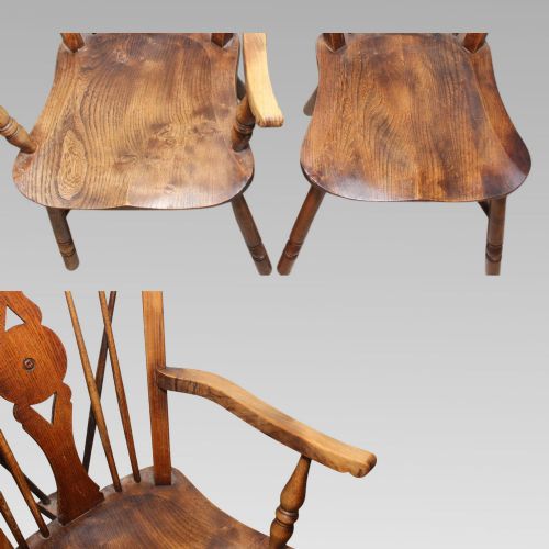 CHARMING UNUSUAL PAIR OF ANTIQUE ELM THAMES VALLEY STICK BACK WINDSOR CHAIRS - ADDITIONAL PHOTO 5