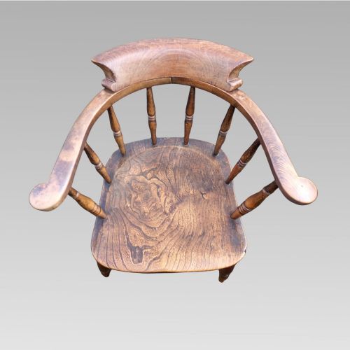 STUNNING ANTIQUE 19TH CENTURY ELM BEECH SMOKERS BOW CAPTAINS ARM CHAIR - ADDITIONAL PHOTO 1