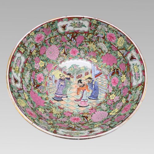 fig 1. Stunning Antique Oriental Chinese Da Qing Guangxu Nian Zhi Famille Rose Bowl