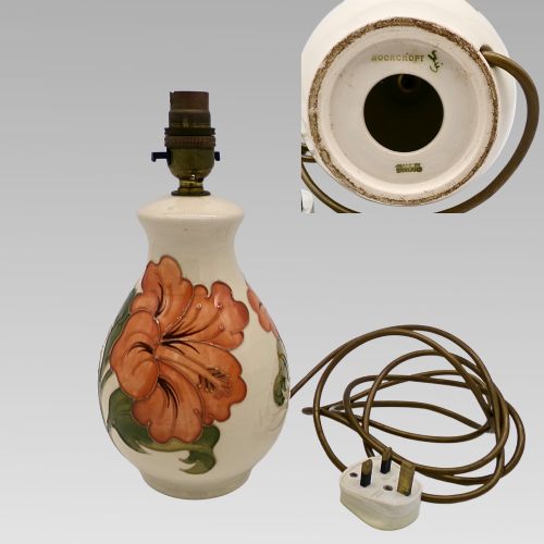 Genuine Original Moorcroft Hibiscus Cream Ground Floral Table Lamp