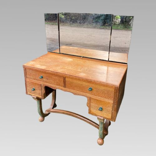 HEALS ART DECO BEDROOM SUITE LIMED OAK WARDROBE DRESSING TABLE C1920 ANTIQUE - ADDITIONAL PHOTO 2