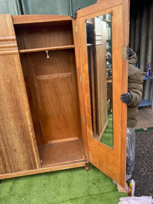 HEALS ART DECO BEDROOM SUITE LIMED OAK WARDROBE DRESSING TABLE C1920 ANTIQUE - ADDITIONAL PHOTO 4