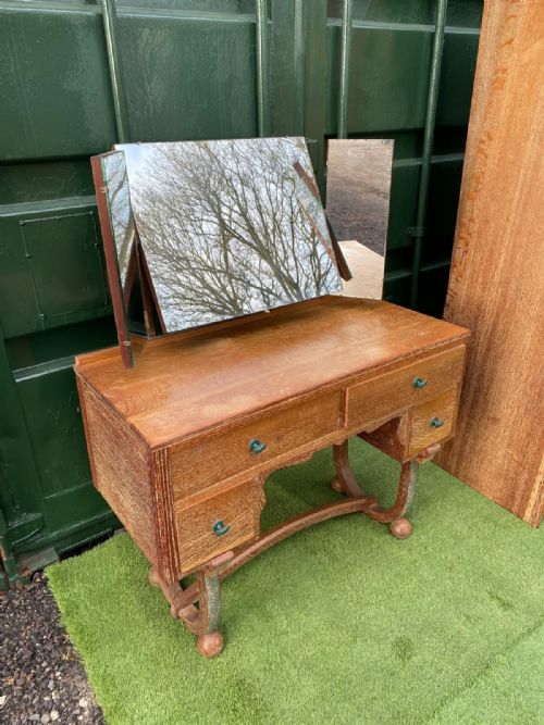 HEALS ART DECO BEDROOM SUITE LIMED OAK WARDROBE DRESSING TABLE C1920 ANTIQUE - ADDITIONAL PHOTO 9