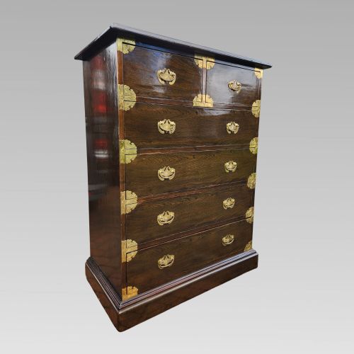STUNNING LARGE KOREAN BANDAJI ELM VENEER CHEST OF DRAWERS