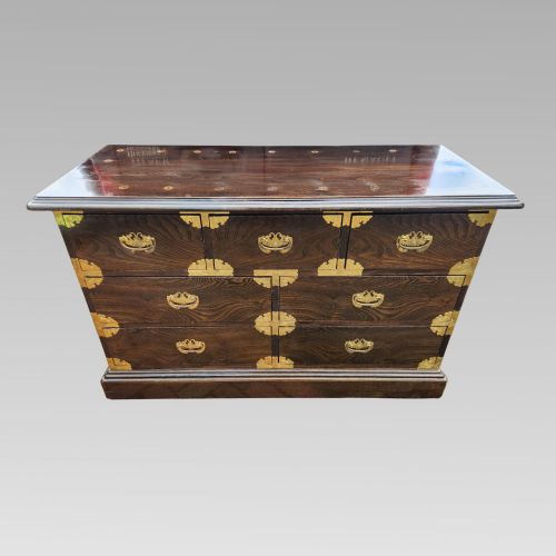 fig 1. Stunning Large Korean Bandaji Elm Veneer Chest of Drawers