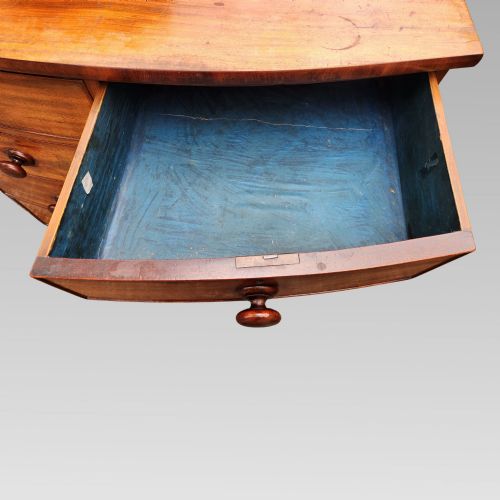 FABULOUS ANTIQUE VICTORIAN MAHOGANY CHEST OF DRAWERS BOW FRONT TURNED HANDLES - ADDITIONAL PHOTO 5