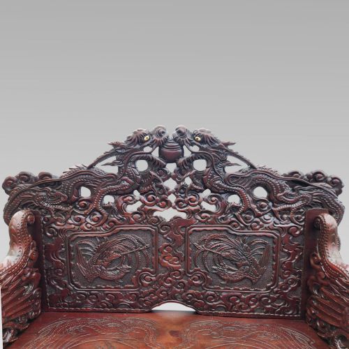 EXCEPTIONAL ANTIQUE CHINESE DRAGON ORIENTAL HALL BENCH OR SETTLE ROSEWOOD C1900 - ADDITIONAL PHOTO 4