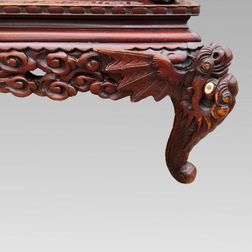EXCEPTIONAL ANTIQUE CHINESE DRAGON ORIENTAL HALL BENCH OR SETTLE ROSEWOOD C1900 - ADDITIONAL PHOTO 6