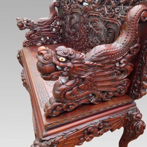 EXCEPTIONAL ANTIQUE CHINESE DRAGON ORIENTAL HALL BENCH OR SETTLE ROSEWOOD C1900 - ADDITIONAL PHOTO 7