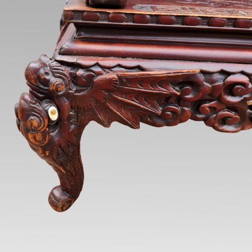 EXCEPTIONAL ANTIQUE CHINESE DRAGON ORIENTAL HALL BENCH OR SETTLE ROSEWOOD C1900 - ADDITIONAL PHOTO 8