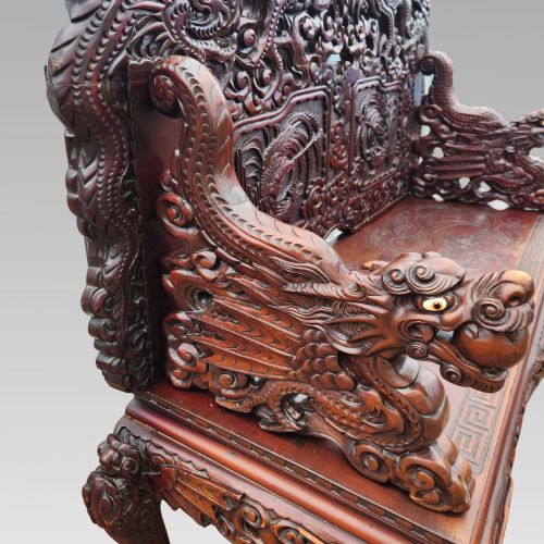 EXCEPTIONAL ANTIQUE CHINESE DRAGON ORIENTAL HALL BENCH OR SETTLE ROSEWOOD C1900 - ADDITIONAL PHOTO 10