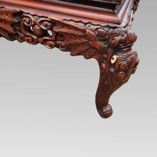 EXCEPTIONAL ANTIQUE CHINESE DRAGON ORIENTAL HALL BENCH OR SETTLE ROSEWOOD C1900 - ADDITIONAL PHOTO 11