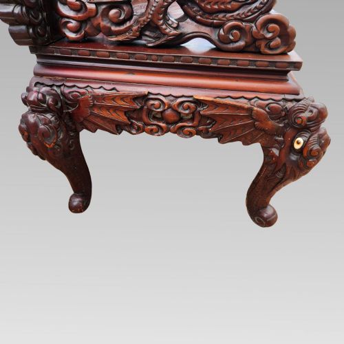 EXCEPTIONAL ANTIQUE CHINESE DRAGON ORIENTAL HALL BENCH OR SETTLE ROSEWOOD C1900 - ADDITIONAL PHOTO 12