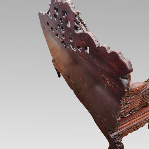 EXCEPTIONAL ANTIQUE CHINESE DRAGON ORIENTAL HALL BENCH OR SETTLE ROSEWOOD C1900 - ADDITIONAL PHOTO 13