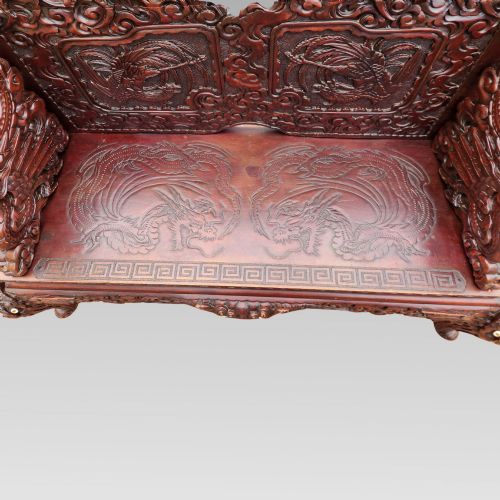 EXCEPTIONAL ANTIQUE CHINESE DRAGON ORIENTAL HALL BENCH OR SETTLE ROSEWOOD C1900 - ADDITIONAL PHOTO 15