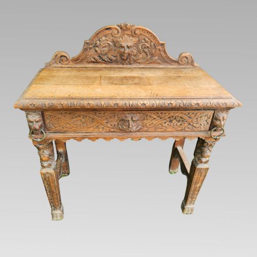 Stunning Antique Victorian Carved Oak Green Man Hall Side Console Table