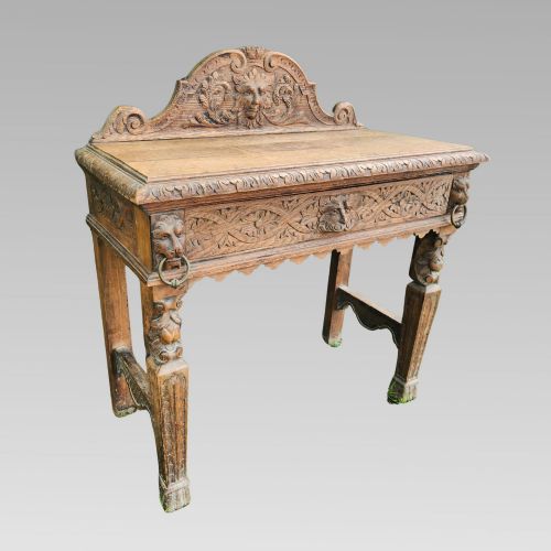 fig 1. Stunning Antique Victorian Carved Oak Green Man Hall Side Console Table