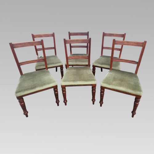 ORIGINAL QUALITY ANTIQUE VICTORIAN SET OF SIX TURNED LEG MAHOGANY DINING CHAIRS - ADDITIONAL PHOTO 1