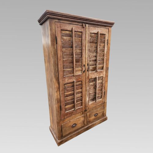 QUALITY RECLAIMED UNIQUE INDIAN ROSEWOOD LOUVRE DOOR STORAGE CUPBOARD WARDROBE